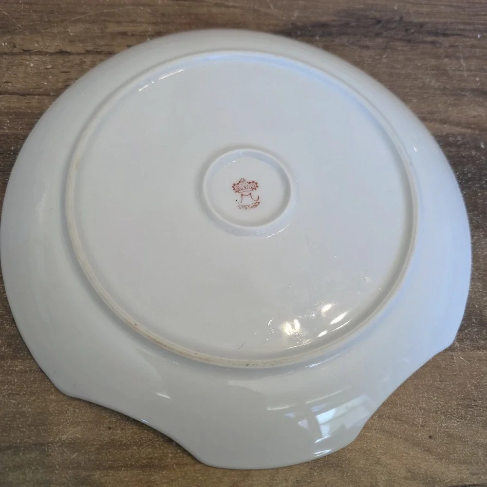 Vintage Porcelain Snack Shell Shaped Plate Yellow Floral Gold Trim Made in Japan